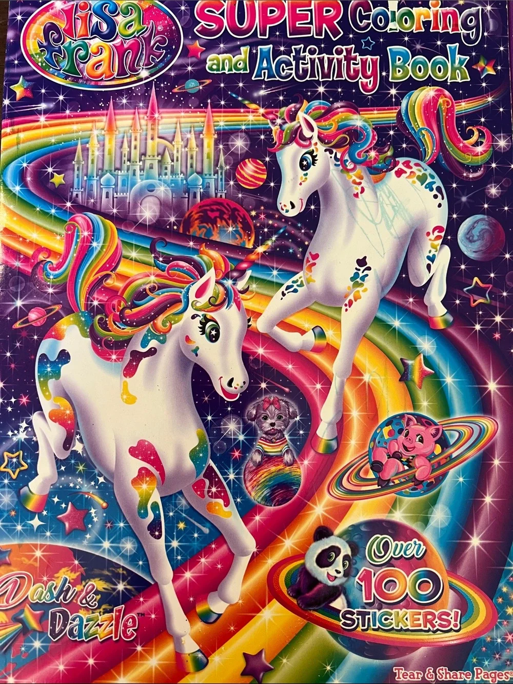VTG Lisa Frank Notebook & 2019 Activity Book Lot Dash Dazzle Unicorn Rainbow